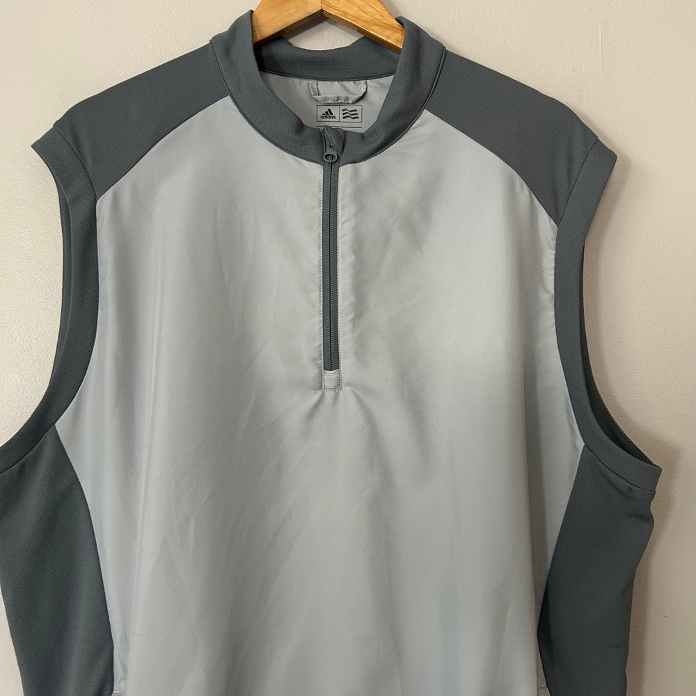 Adidas Vest Mens XL Gray 1/4 Zip Golf Pullover Windbreaker Sleeveless Vented
